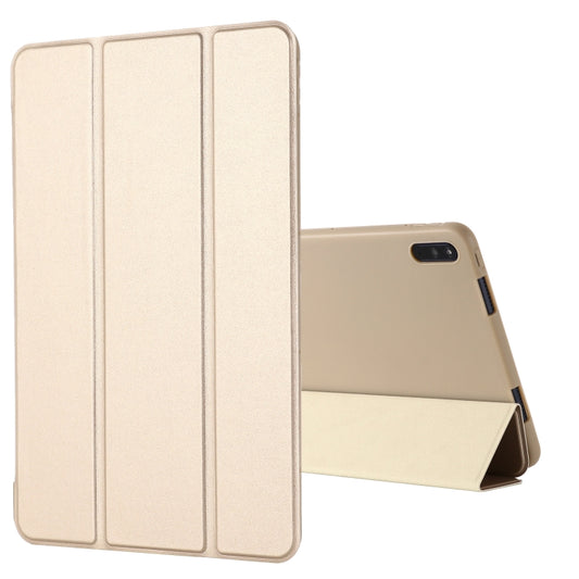 For Huawei Matepad 10.4 GEBEI Shockproof Horizontal Flip Leather Case with Three-folding Holder(Gold) - Huawei by GEBEI | Online Shopping UK | buy2fix