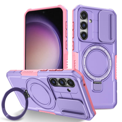 For Samsung Galaxy S23 FE 5G Sliding Camshield Magsafe Holder TPU Hybrid PC Phone Case(Pink Purple) - Galaxy S23 FE 5G Cases by buy2fix | Online Shopping UK | buy2fix