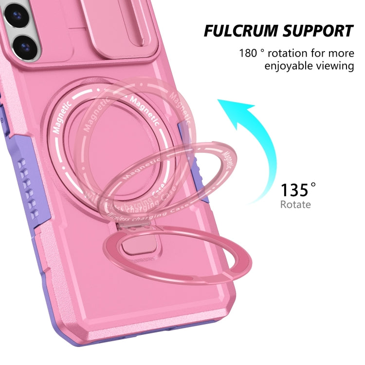 For Samsung Galaxy S22+ 5G Sliding Camshield Magsafe Holder TPU Hybrid PC Phone Case(Purple Pink) - Galaxy S22+ 5G Cases by buy2fix | Online Shopping UK | buy2fix