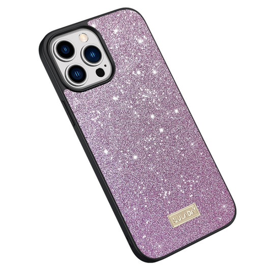 For iPhone 15 Pro Max SULADA Glittery PC Hybrid TPU Handmade Leather Phone Case(Purple) - iPhone 15 Pro Max Cases by SULADA | Online Shopping UK | buy2fix