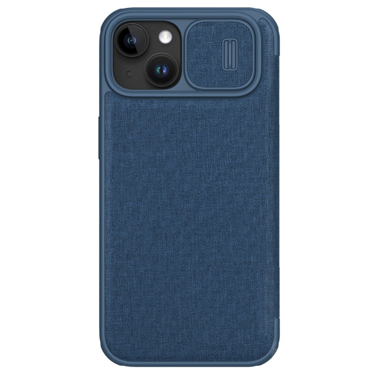 For iPhone 15 Plus NILLKIN QIN Series Pro Fabric Textured Leather Phone Case(Blue) - iPhone 15 Pro Max Cases by NILLKIN | Online Shopping UK | buy2fix