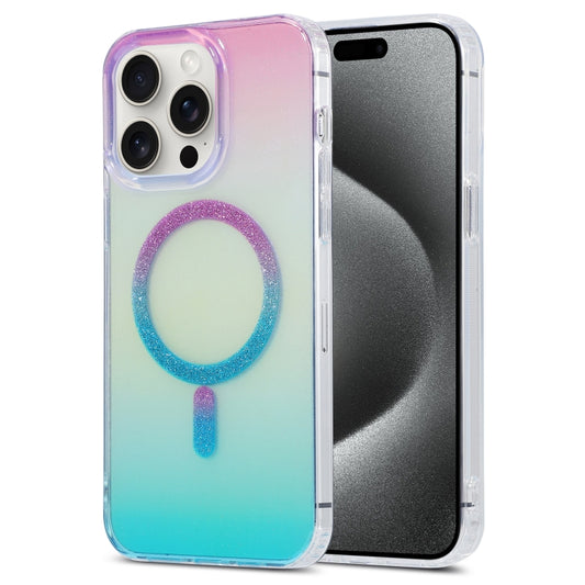 For iPhone 15 Pro Max Magic Diamond Blu-ray MagSafe Phone Case(Purple Blue Gradient) - iPhone 15 Pro Max Cases by buy2fix | Online Shopping UK | buy2fix