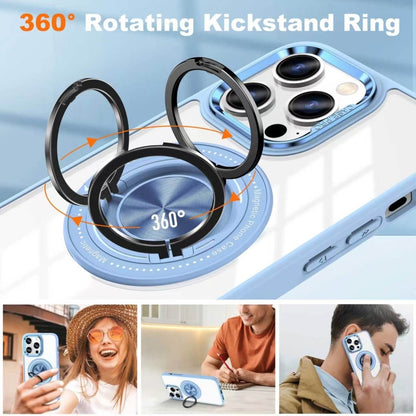 For iPhone 15 Pro Max Magnetic Rotating Ring Holder Acrylic Phone Case(Dark Blue) - iPhone 15 Pro Max Cases by buy2fix | Online Shopping UK | buy2fix