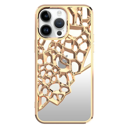 For iPhone 15 Pro Max Mirror Style Hollow Heat Dissipation Electroplated  TPU Phone Case(Gold) - iPhone 15 Pro Max Cases by buy2fix | Online Shopping UK | buy2fix