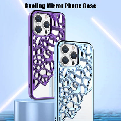 For iPhone 15 Pro Max Mirror Style Hollow Heat Dissipation Electroplated  TPU Phone Case(Silver) - iPhone 15 Pro Max Cases by buy2fix | Online Shopping UK | buy2fix