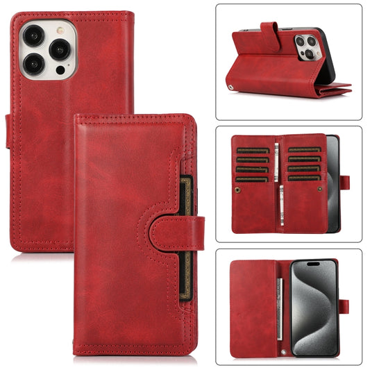 For iPhone 15 Pro Max Wristband Card Slot Leather Phone Case(Red) - iPhone 15 Pro Max Cases by buy2fix | Online Shopping UK | buy2fix