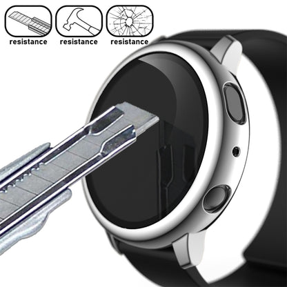For Samsung Galaxy Watch Active 2 40mm Electroplate PC Protective Case with Tempered Glass Film(Silver) - Smart Wear by buy2fix | Online Shopping UK | buy2fix