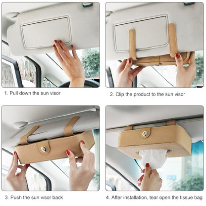 Car Litchi Texture Hanging Tissue Box Sun Visor Card Storage Clip(Black) - Sunglasses & Glasses Clips by buy2fix | Online Shopping UK | buy2fix