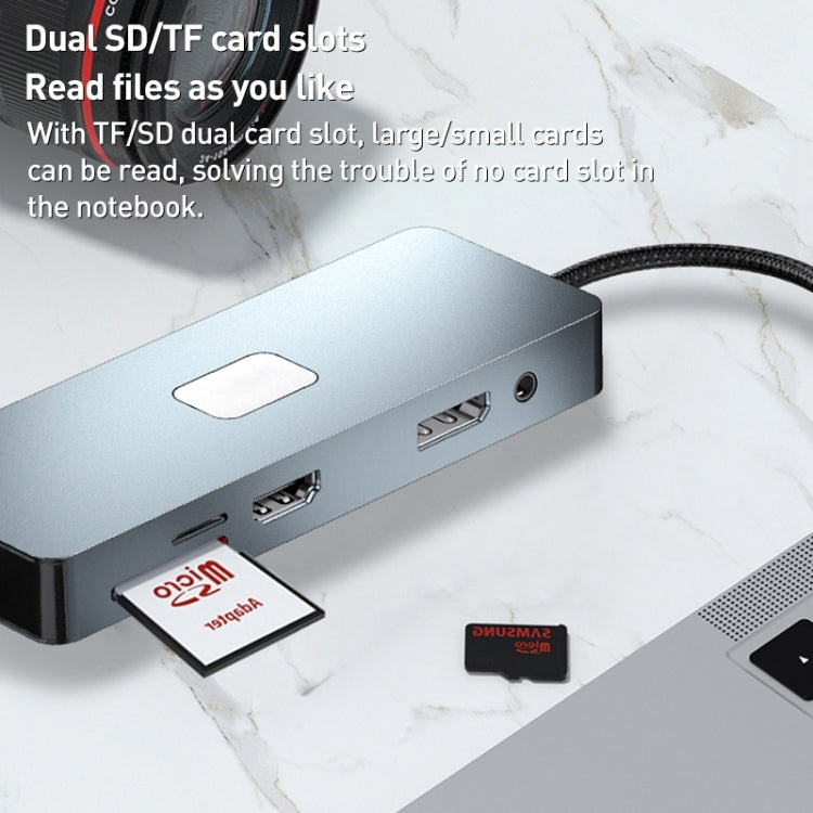 BYL-2309 Type-C to HDMI 4K 60Hz + DP HD + VGA + RJ47 + USB3.2 + Audio 3.5mm + PD100W + SD + TF Docking Station HUB - USB HUB by buy2fix | Online Shopping UK | buy2fix