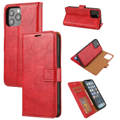 For iPhone 15 Pro Max Crazy Horse Texture Detachable Horizontal Flip PU Case(Red) - iPhone 15 Pro Max Cases by buy2fix | Online Shopping UK | buy2fix