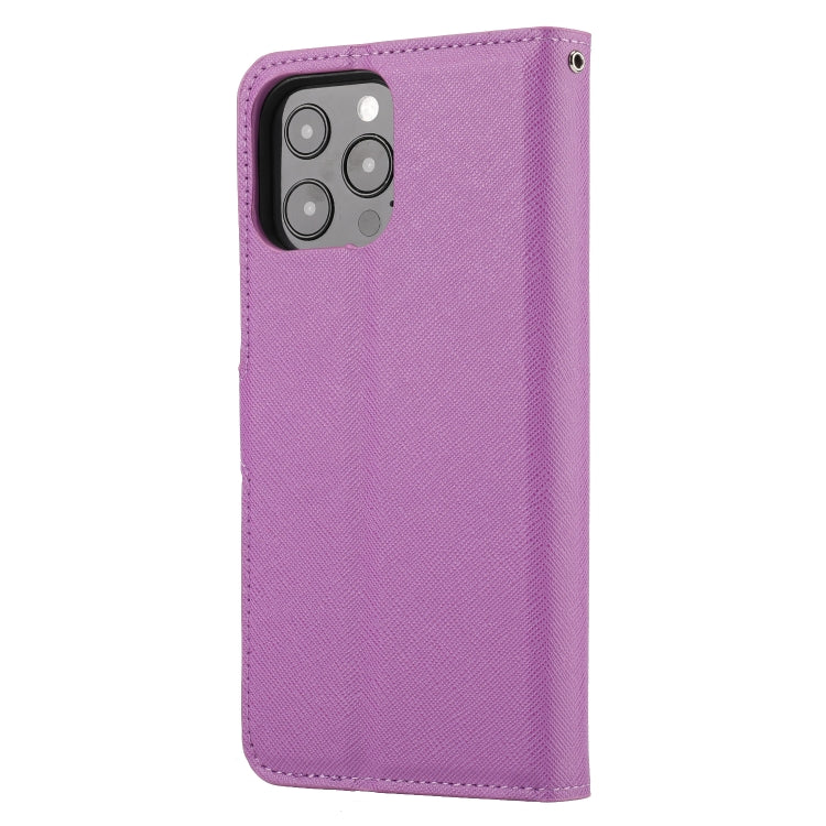 For iPhone 15 Pro Max Cross Texture Detachable Horizontal Flip PU Leather Case(Purple) - iPhone 15 Pro Max Cases by buy2fix | Online Shopping UK | buy2fix