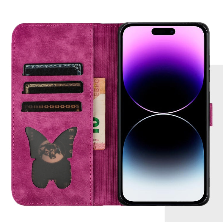 For iPhone 15 Pro Max Butterfly Cat Embossing Flip Leather Phone Case(Pink) - iPhone 15 Pro Max Cases by buy2fix | Online Shopping UK | buy2fix