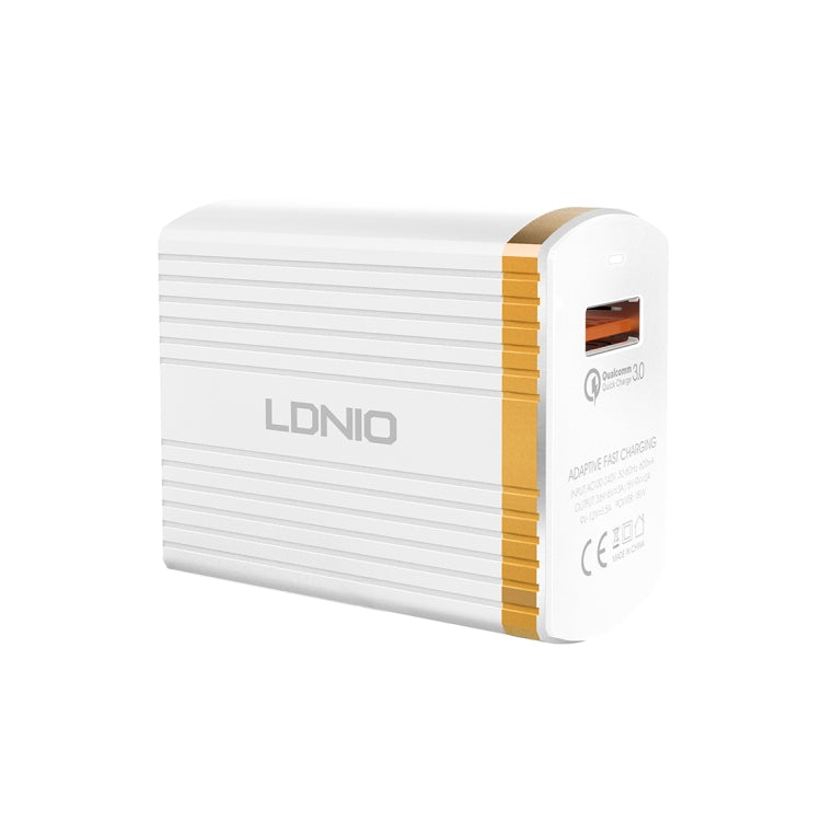 LDNIO A1302Q 2 in 1 18W QC3.0 USB Interface Grid Shape Travel Charger Mobile Phone Charger with 8 Pin Data Cable, US Plug - USB Charger by LDNIO | Online Shopping UK | buy2fix