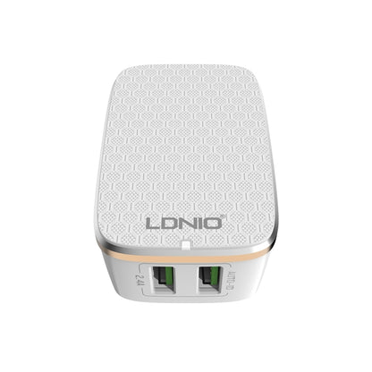 LDNIO A2204 2 in 1 12W Dual USB Interface Travel Charger Mobile Phone Charger with 8 Pin Data Cable, US Plug - USB Charger by LDNIO | Online Shopping UK | buy2fix