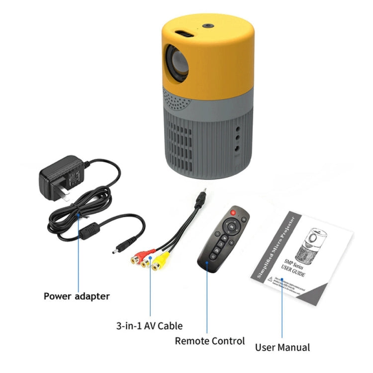 T400 3000 Lumens LED Mini Projector Support Wifi Screen Mirroring, Plug Type:AU Plug(Grey Yellow) - Mini Projector by buy2fix | Online Shopping UK | buy2fix