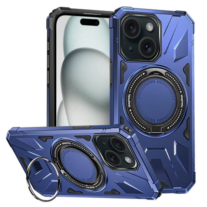 For iPhone 15 MagSafe Magnetic Shockproof Phone Case with Ring Holder(Navy Blue) - iPhone 15 Cases by buy2fix | Online Shopping UK | buy2fix