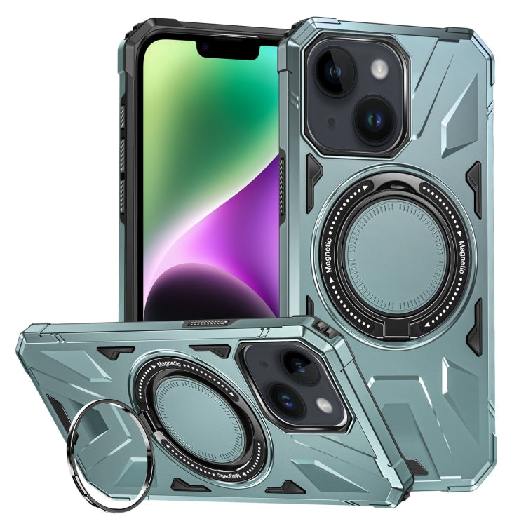 For iPhone 14 Plus MagSafe Magnetic Shockproof Phone Case with Ring Holder(Green) - iPhone 14 Plus Cases by buy2fix | Online Shopping UK | buy2fix