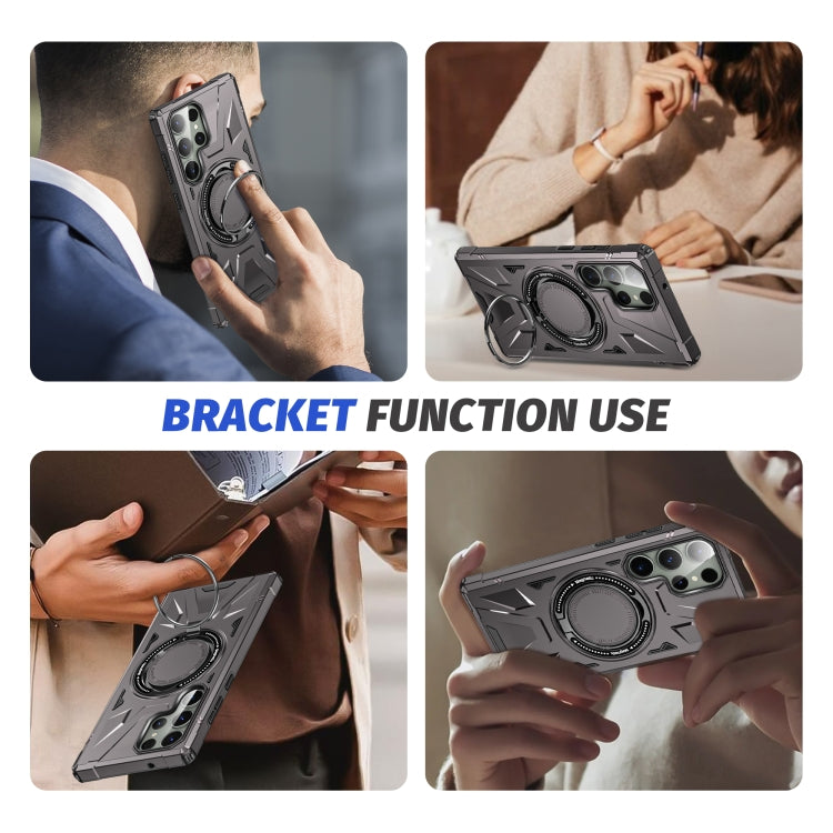 For Samsung Galaxy S23 Ultra 5G MagSafe Magnetic Shockproof Phone Case with Ring Holder(Dark Grey) - Galaxy S23 Ultra 5G Cases by buy2fix | Online Shopping UK | buy2fix