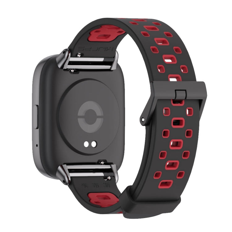 For Redmi Watch 3 Lite / Watch 3 Active Mijobs Square Hole Breathable TPU Watch Band(Black Red) - Watch Bands by MIJOBS | Online Shopping UK | buy2fix