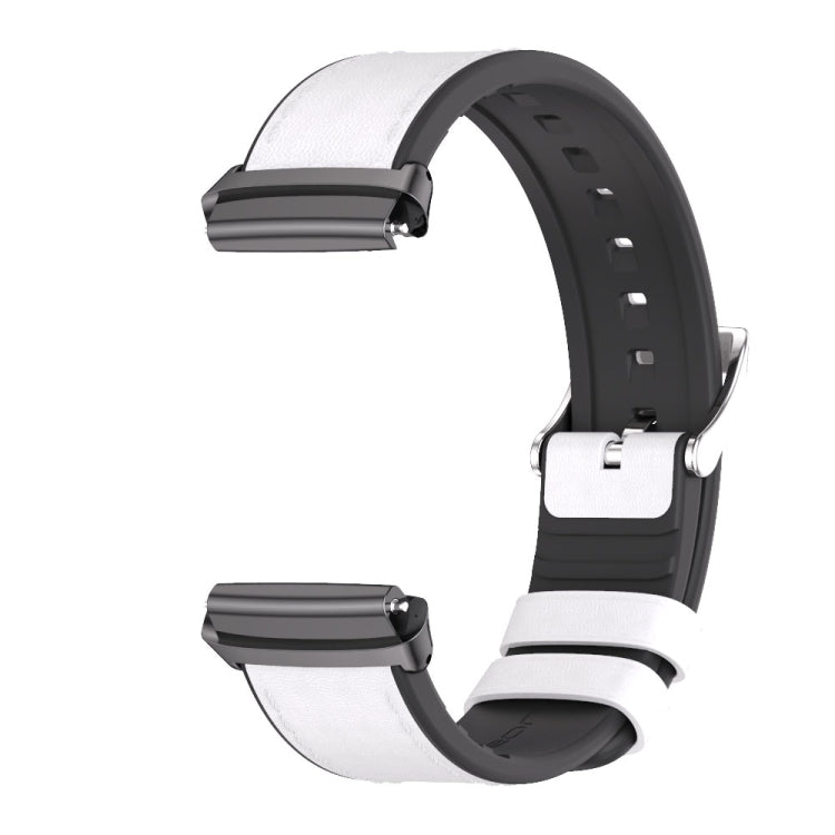 For Redmi Watch 3 Lite / Watch 3 Active Mijobs TPU Leather Watch Band(White Black) - Watch Bands by MIJOBS | Online Shopping UK | buy2fix