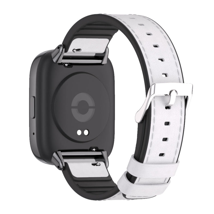 For Redmi Watch 3 Lite / Watch 3 Active Mijobs TPU Leather Watch Band(White Black) - Watch Bands by MIJOBS | Online Shopping UK | buy2fix