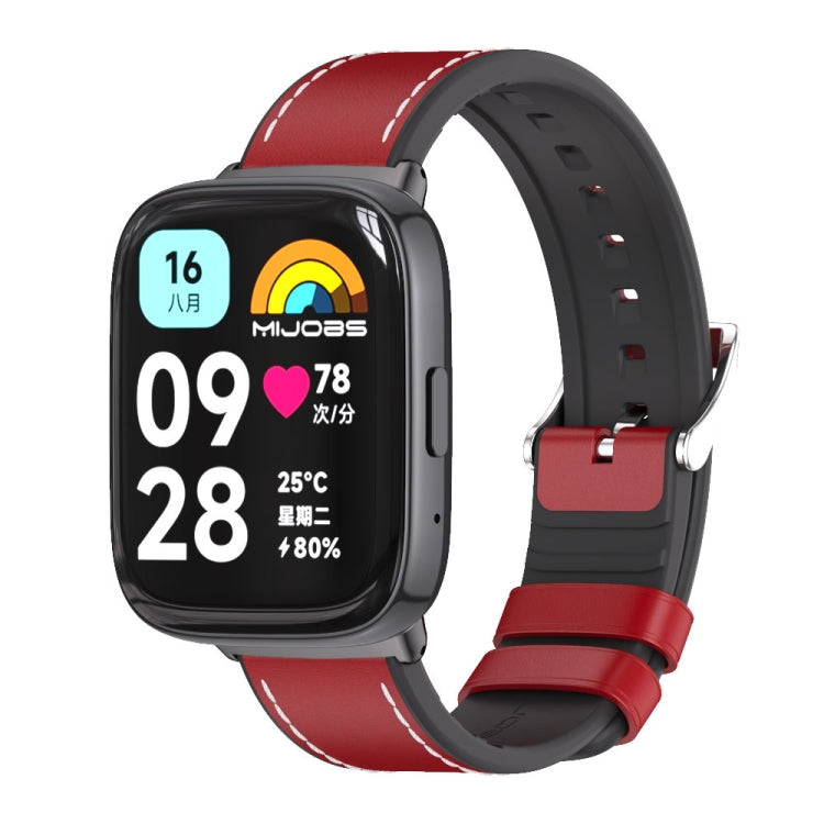 For Redmi Watch 3 Lite / Watch 3 Active Mijobs TPU Leather Watch Band(Red Black) - Watch Bands by MIJOBS | Online Shopping UK | buy2fix