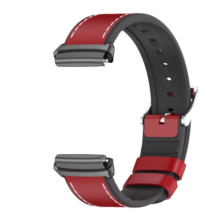 For Redmi Watch 3 Lite / Watch 3 Active Mijobs TPU Leather Watch Band(Red Black) - Watch Bands by MIJOBS | Online Shopping UK | buy2fix