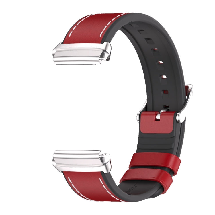 For Redmi Watch 3 Lite / Watch 3 Active Mijobs TPU Leather Watch Band(Red Silver) - Watch Bands by MIJOBS | Online Shopping UK | buy2fix