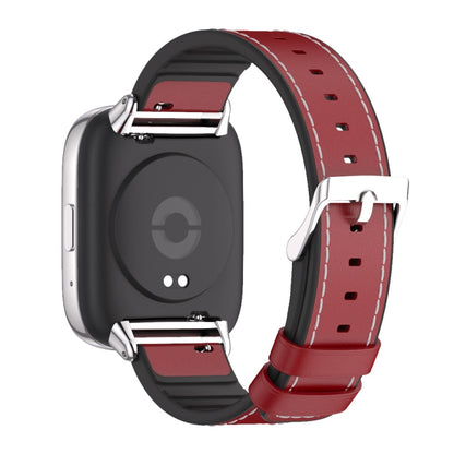 For Redmi Watch 3 Lite / Watch 3 Active Mijobs TPU Leather Watch Band(Red Silver) - Watch Bands by MIJOBS | Online Shopping UK | buy2fix