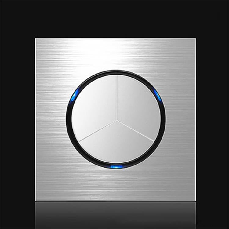 86mm Gray Aluminum Wire Drawing LED Switch Panel, Style:Triple Open Dual Control -  by buy2fix | Online Shopping UK | buy2fix