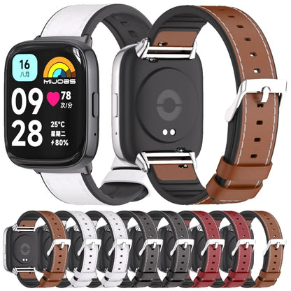 For Redmi Watch 3 Lite / Watch 3 Active Mijobs TPU Leather Watch Band(Red Silver) - Watch Bands by MIJOBS | Online Shopping UK | buy2fix