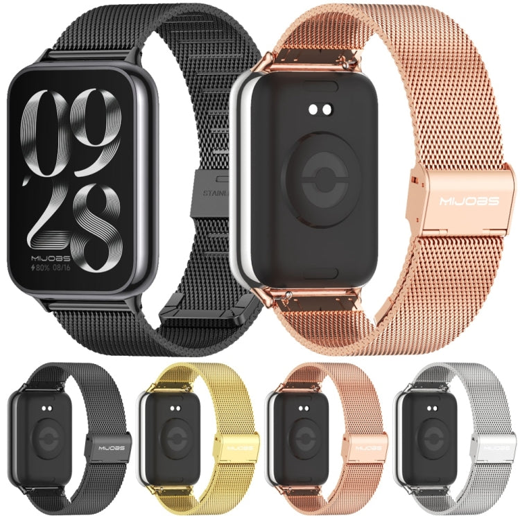 For Xiaomi Smart Band 9 Pro / 8 Pro Mijobs Milan Buckle Stainless Steel Watch Band(Rose Gold) - Watch Bands by MIJOBS | Online Shopping UK | buy2fix