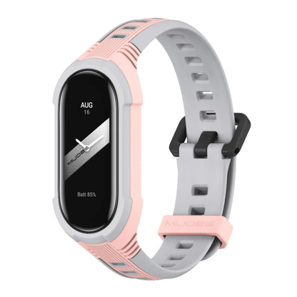 For Xiaomi Mi Band 8 MIJOBS Unibody Two Color Silicone Watch Band(Pink Grey) - Watch Bands by MIJOBS | Online Shopping UK | buy2fix