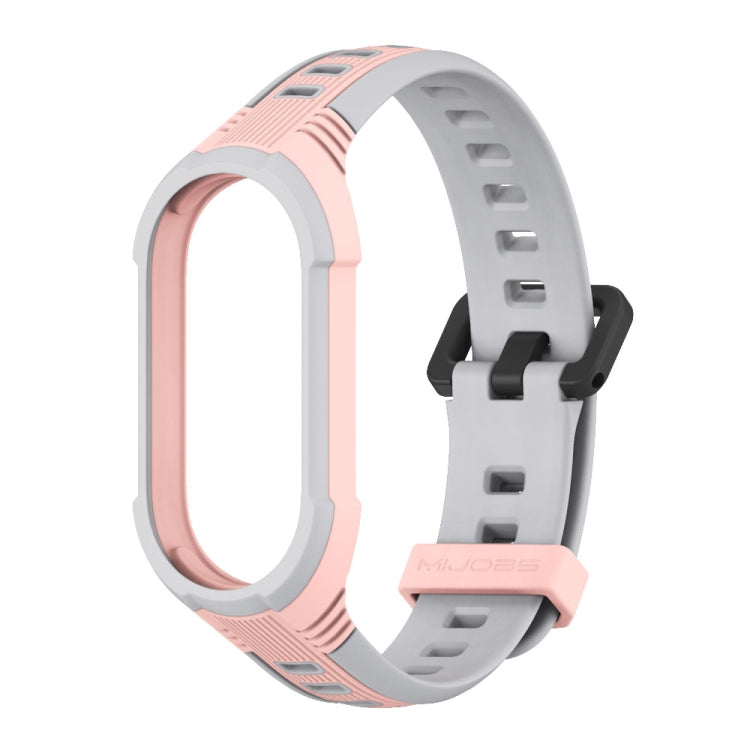 For Xiaomi Mi Band 8 MIJOBS Unibody Two Color Silicone Watch Band(Pink Grey) - Watch Bands by MIJOBS | Online Shopping UK | buy2fix