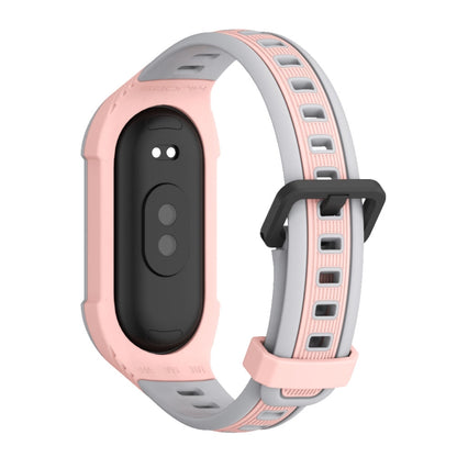 For Xiaomi Mi Band 8 MIJOBS Unibody Two Color Silicone Watch Band(Pink Grey) - Watch Bands by MIJOBS | Online Shopping UK | buy2fix