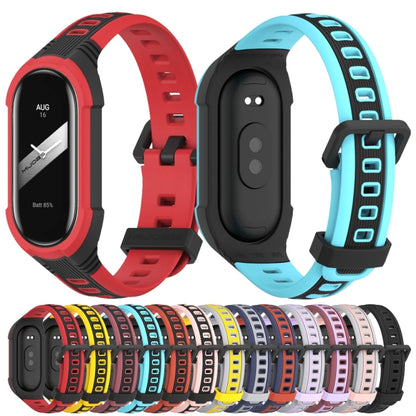 For Xiaomi Mi Band 8 MIJOBS Unibody Two Color Silicone Watch Band(Pink Grey) - Watch Bands by MIJOBS | Online Shopping UK | buy2fix