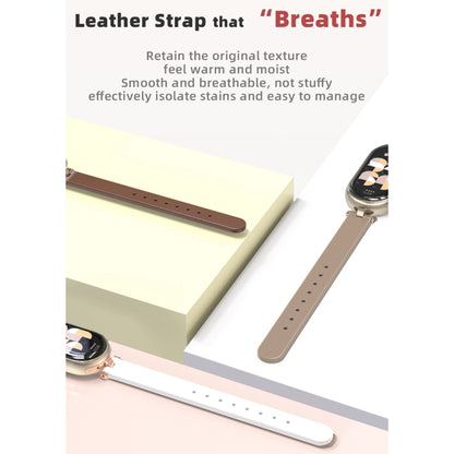 For Xiaomi Mi Band 8 / 9 / 9 NFC Mijobs First Layer Cowhide Watch Band(Apricot Rose Gold) - Watch Bands by MIJOBS | Online Shopping UK | buy2fix