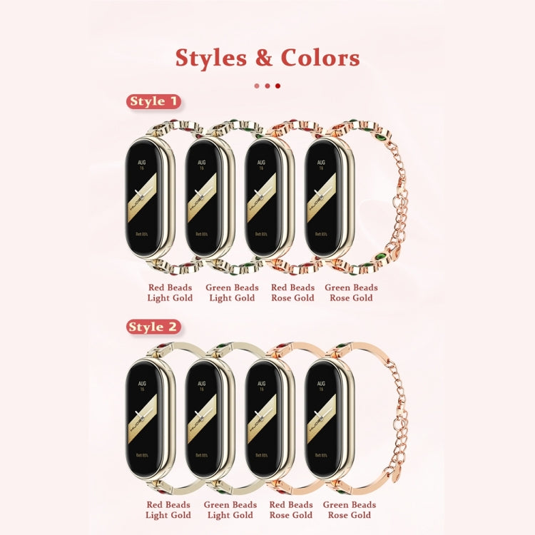 For Xiaomi Mi Band 8 / 9 / 9 NFC Mijobs Ruyi Beauty Bracelet Watch Band(Light Gold Red) - Watch Bands by MIJOBS | Online Shopping UK | buy2fix