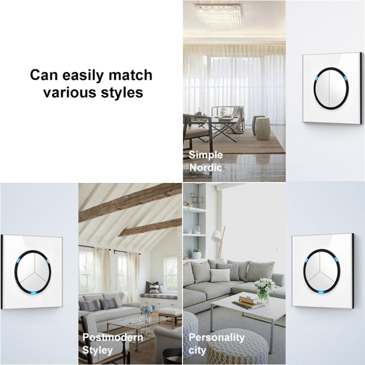 86mm Round LED Tempered Glass Switch Panel, White Round Glass, Style:Four Billing Control - Consumer Electronics by buy2fix | Online Shopping UK | buy2fix