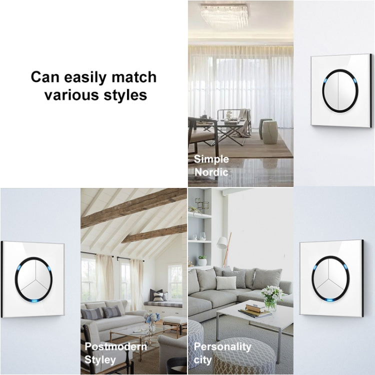 86mm Round LED Tempered Glass Switch Panel, White Round Glass, Style:One Billing Control - Consumer Electronics by buy2fix | Online Shopping UK | buy2fix