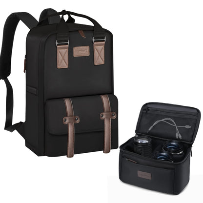 Cwatcun D78 Camera Laptop Backpack Bag With Detachable Insert Camera Case(Black) - Backpack by Cwatcun | Online Shopping UK | buy2fix