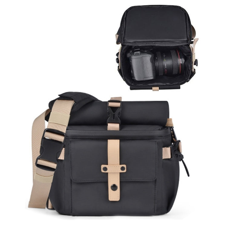 Cwatcun D90 Contrast Color Single Shoulder Camera Bag Outdoor Camera Bag Professional Crossbody Handbag, Size:22 x 15 x 18.5cm Small(Black) - Strap Satchel by Cwatcun | Online Shopping UK | buy2fix