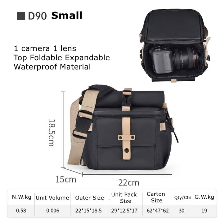 Cwatcun D90 Contrast Color Single Shoulder Camera Bag Outdoor Camera Bag Professional Crossbody Handbag, Size:22 x 15 x 18.5cm Small(Black) - Strap Satchel by Cwatcun | Online Shopping UK | buy2fix