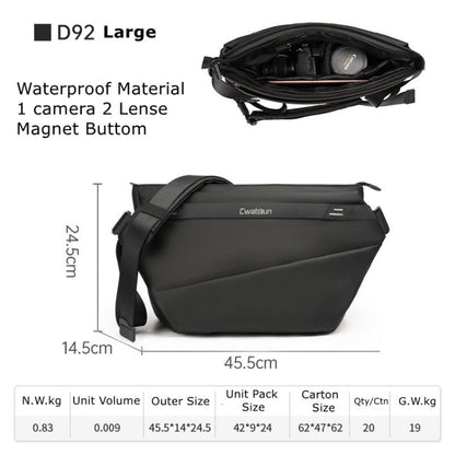 Cwatcun D92 Outdoor Camera Bag Professional Crossbody Sling Bag, Size:45.5 x 24.5 x 14 .5cm Large(Black) - Strap Satchel by Cwatcun | Online Shopping UK | buy2fix