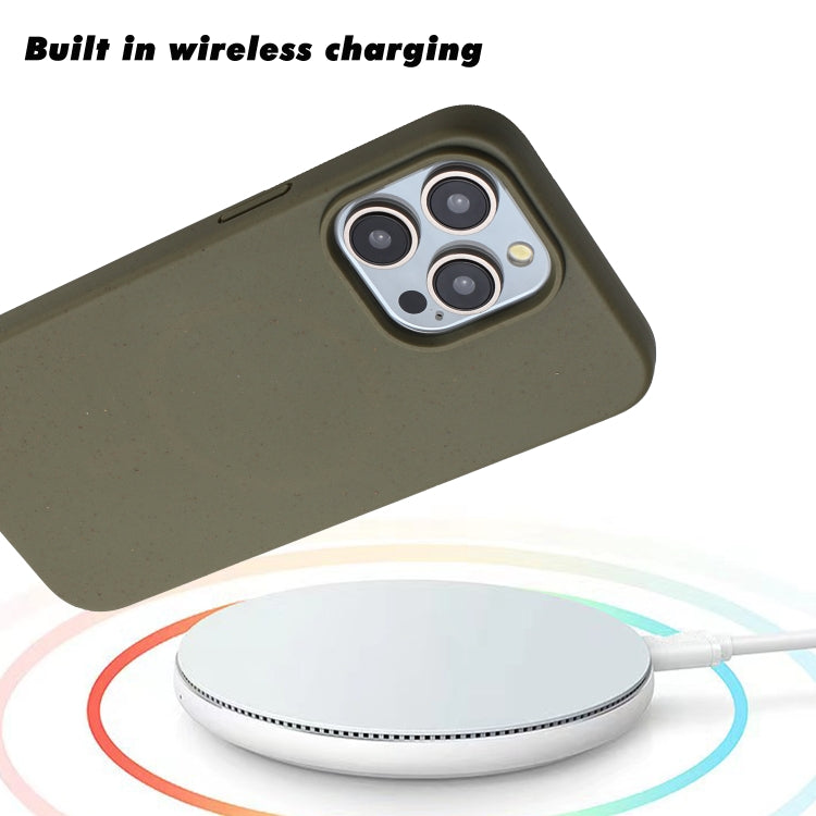 For iPhone 15 Pro Wheat MagSafe Magnetic Straw Material + TPU Phone Case(Army Green) - iPhone 15 Pro Cases by buy2fix | Online Shopping UK | buy2fix