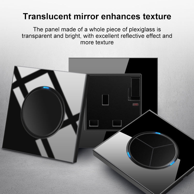 86mm Round LED Tempered Glass Switch Panel, Black Round Glass, Style:One Open Dual Control -  by buy2fix | Online Shopping UK | buy2fix