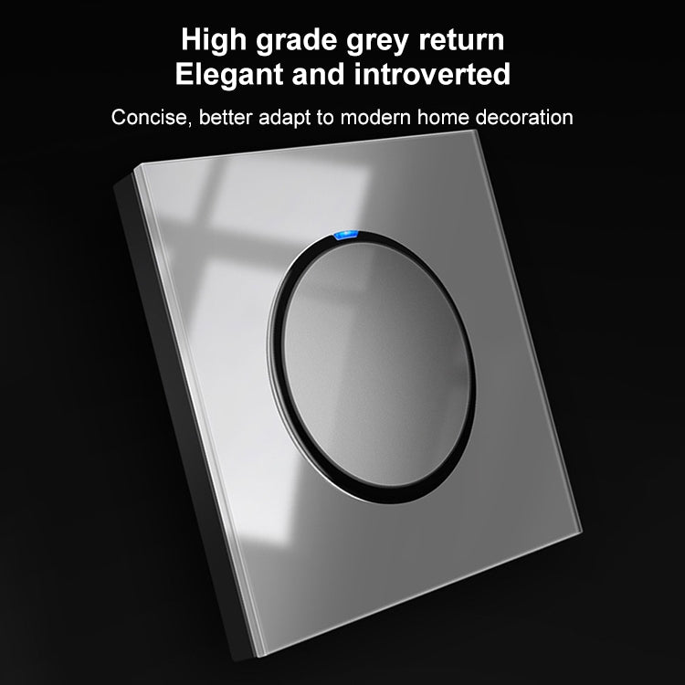 86mm Round LED Tempered Glass Switch Panel, Gray Round Glass, Style:Two Open Dual Control - Consumer Electronics by buy2fix | Online Shopping UK | buy2fix