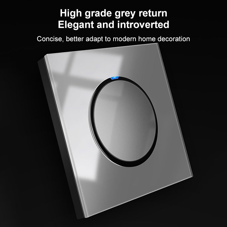 86mm Round LED Tempered Glass Switch Panel, Gray Round Glass, Style:Telephone-Computer Socket -  by buy2fix | Online Shopping UK | buy2fix