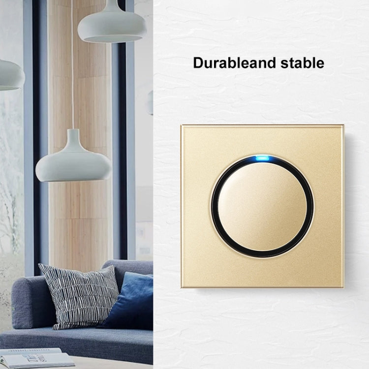 86mm Round LED Tempered Glass Switch Panel, Gold Round Glass, Style:Telephone Socket -  by buy2fix | Online Shopping UK | buy2fix