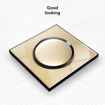 86mm Round LED Tempered Glass Switch Panel, Gold Round Glass, Style:Dual Computer Socket -  by buy2fix | Online Shopping UK | buy2fix